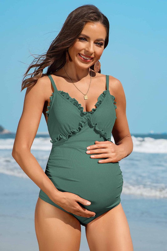 Ruch Floral Maternity Swimsuit Pregnancy Swimwear - Faylinn & Co