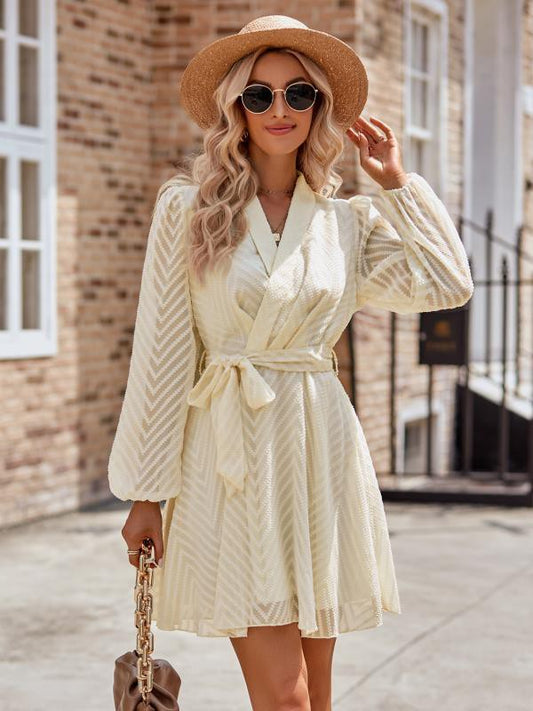 Long sleeve wrap front dress - Faylinn & Co
