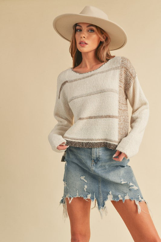 Mona Knit Stripe Pullover Sweater - Faylinn & Co