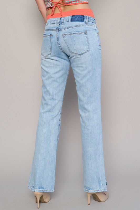 Low Rise Straight Jeans - Faylinn & Co