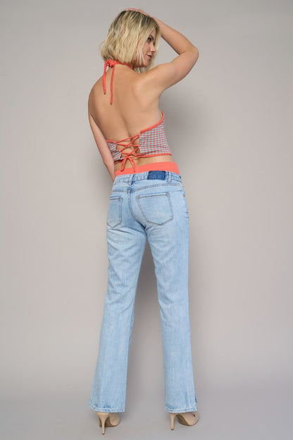 Low Rise Straight Jeans - Faylinn & Co