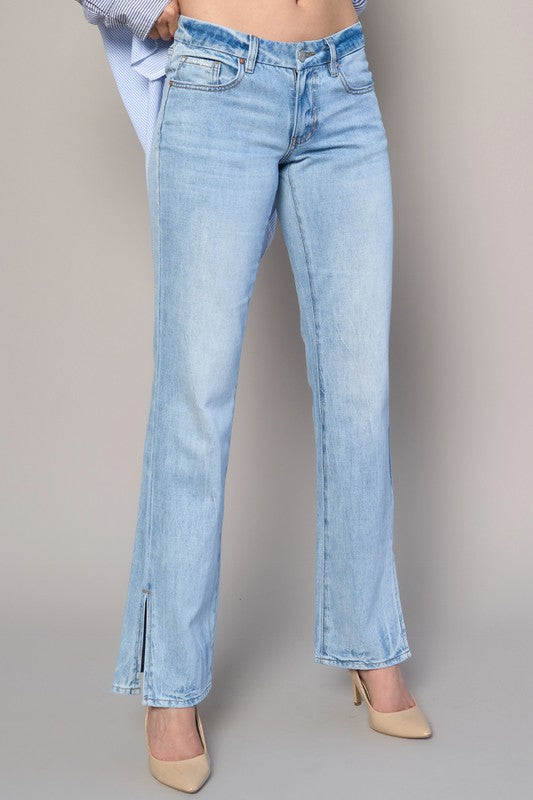 Low Rise Straight Jeans - Faylinn & Co