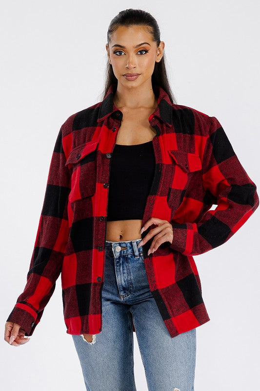Boyfriend Oversized Soft Flannel Shacket - Faylinn & Co
