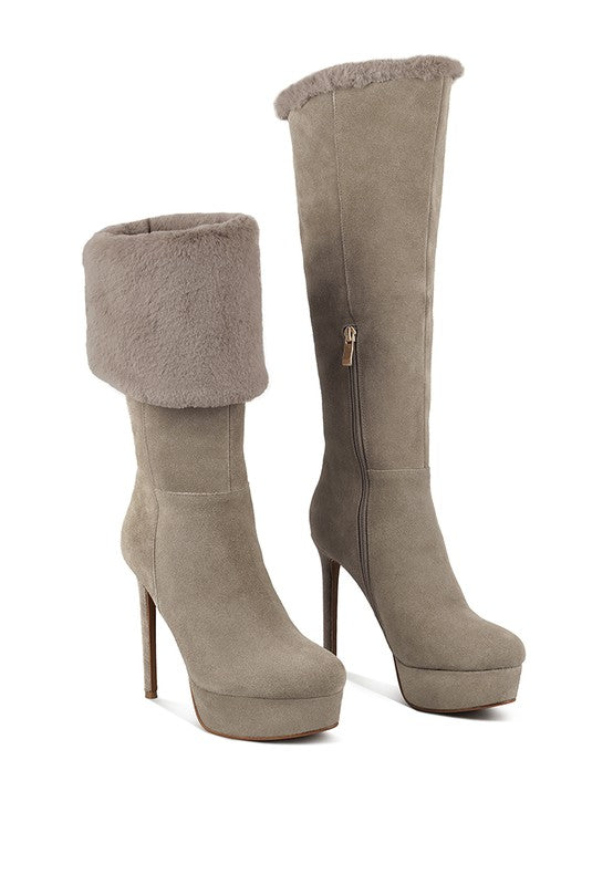 SALDANA Convertible Suede Leather High Boots - Faylinn & Co