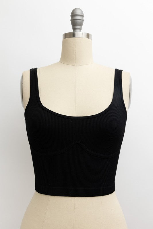 Ribbed Underline Seams Brami Top - Faylinn & Co