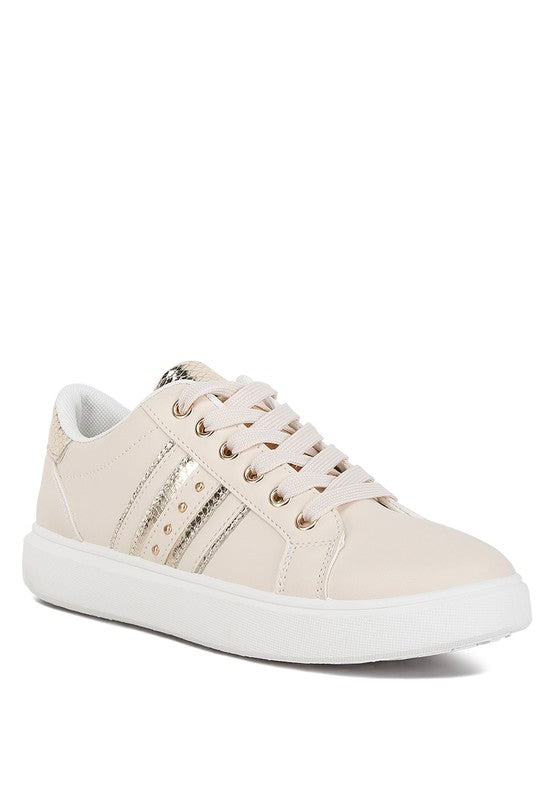 Claude Faux Leather Back Panel Detail Sneakers - Faylinn & Co