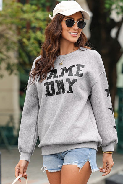 Black Game Day Graphic Sweatshirt - Faylinn & Co