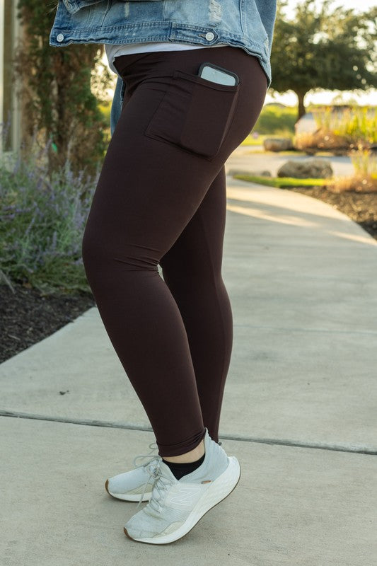 FULL LENGTH Brown Solid Leggings R2 - Faylinn & Co