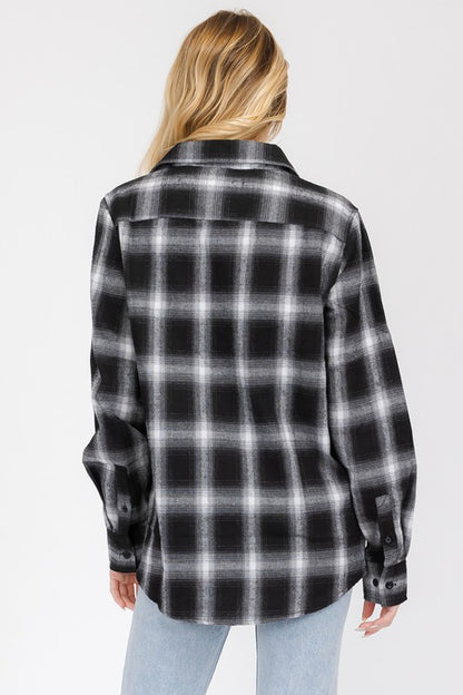 Boyfriend Fit Checker Plaid Flannel Long Sleeve - Faylinn & Co