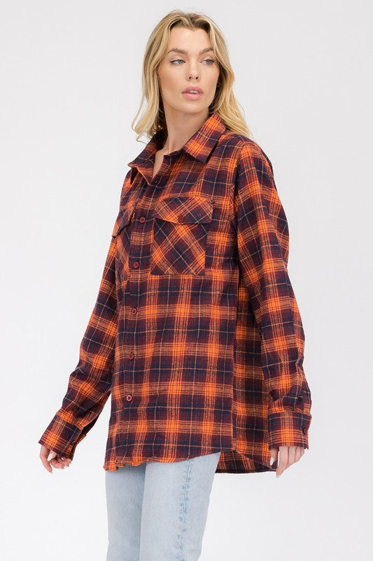 Boyfriend Oversize Plaid Flannel Long Sleeve - Faylinn & Co