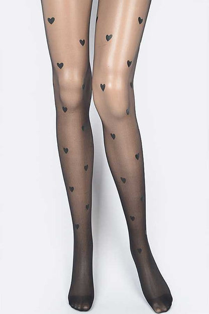 Small Heart Print Fashion Sheer Stocking - Faylinn & Co