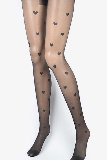 Small Heart Print Fashion Sheer Stocking - Faylinn & Co
