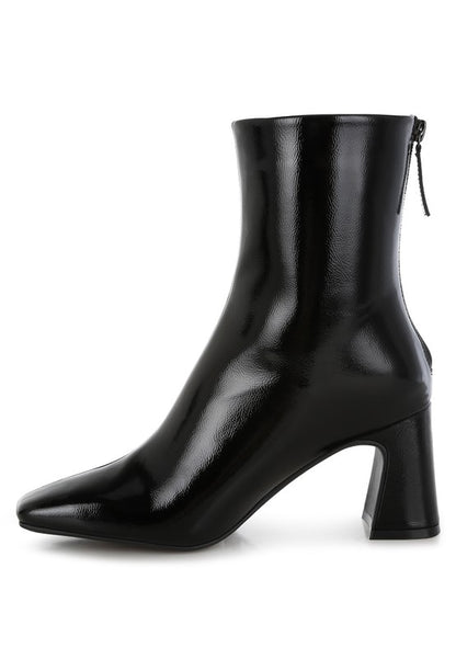 Kostaka Patent Square Toe Ankle Boots - Faylinn & Co