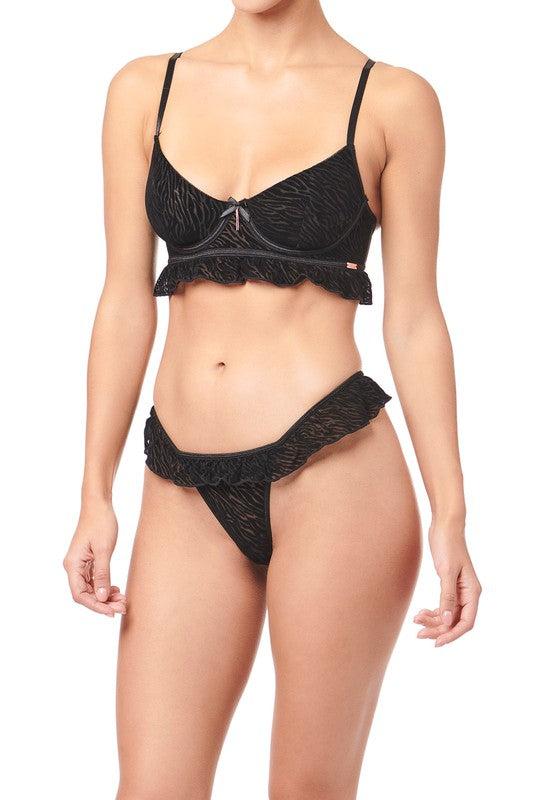 Tiger Stripe Mesh Bra Set - Faylinn & Co