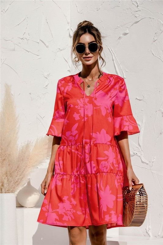 Tiered short sleeve dress - Faylinn & Co