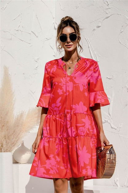 Tiered short sleeve dress - Faylinn & Co