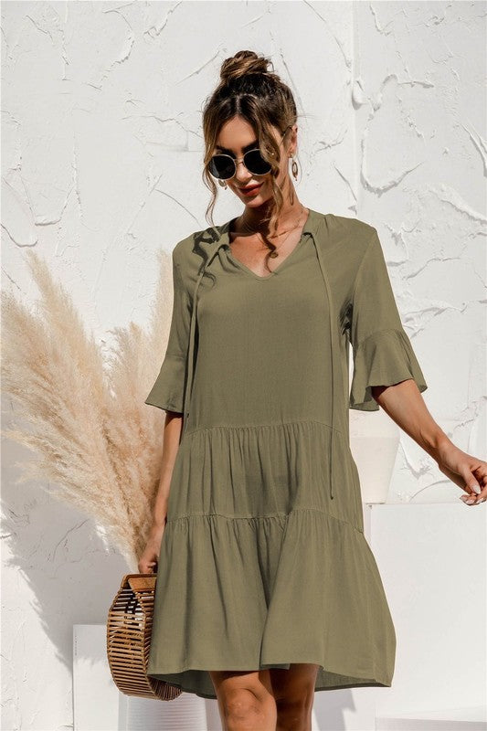 Tiered short sleeve dress - Faylinn & Co
