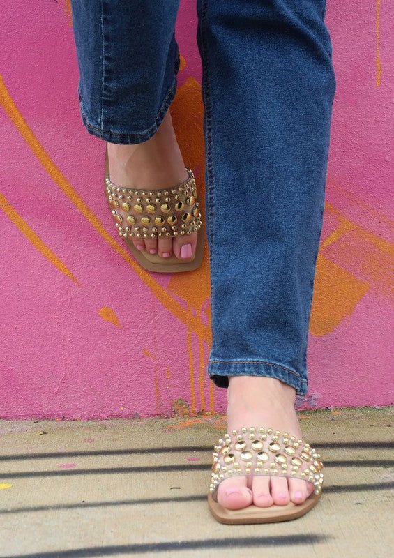 GIA SUMMER SANDALS WITH STUDS - FLATS - Faylinn & Co
