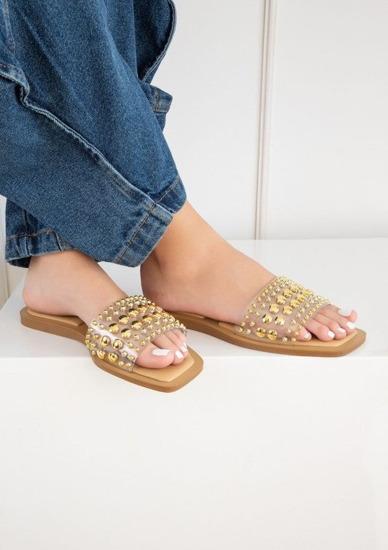 GIA SUMMER SANDALS WITH STUDS - FLATS - Faylinn & Co