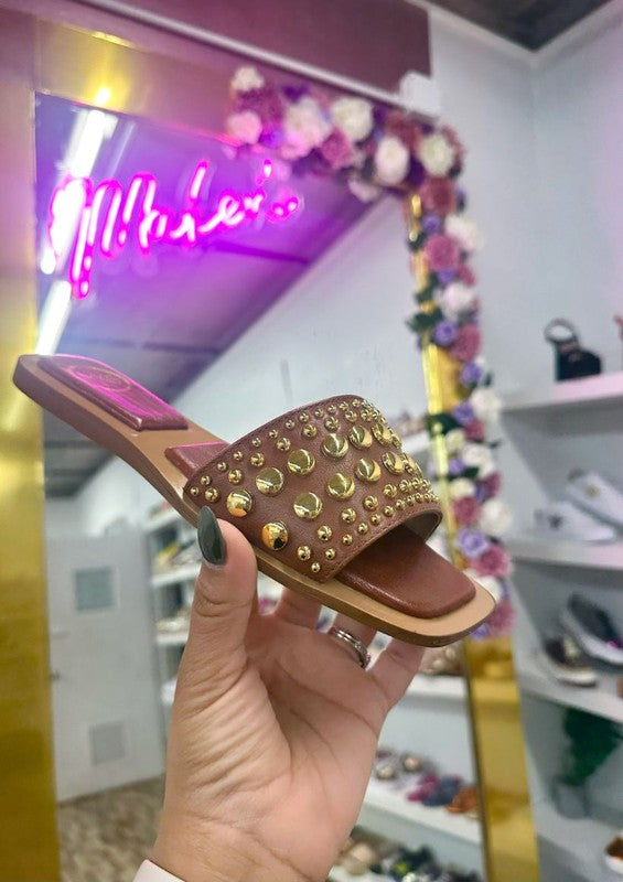 GIA SUMMER SANDALS WITH STUDS - FLATS - Faylinn & Co
