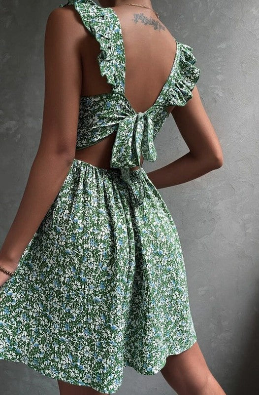 Square neck floral print dress - Faylinn & Co