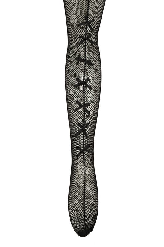 Back Ribbon Shape and Waist Sheer Mesh Stocking - Faylinn & Co