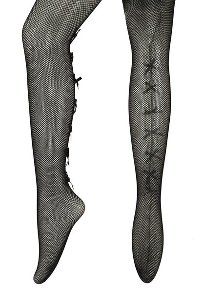 Back Ribbon Shape and Waist Sheer Mesh Stocking - Faylinn & Co