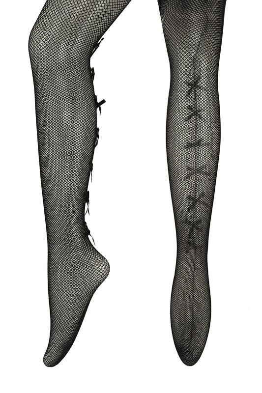 Back Ribbon Shape and Waist Sheer Mesh Stocking - Faylinn & Co