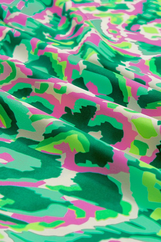 Abstract Ruffled Trim Tied Split Neck Tank Top - Faylinn & Co