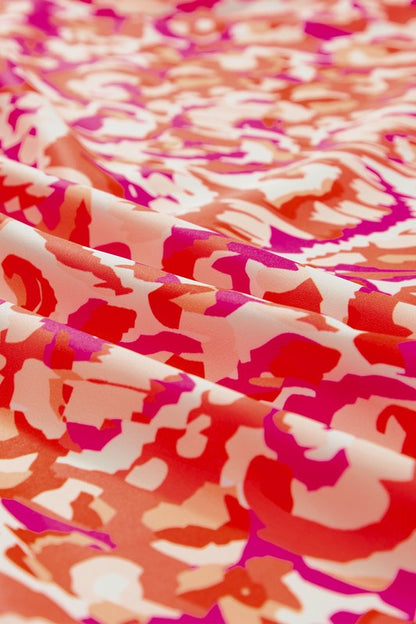 Abstract Ruffled Trim Tied Split Neck Tank Top - Faylinn & Co