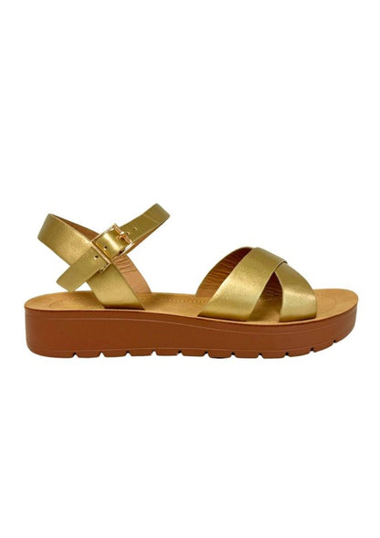 VERA METALLIC COMFORTABLE SANDALS - FLATS - Faylinn & Co