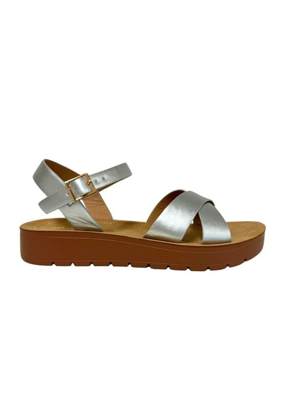VERA METALLIC COMFORTABLE SANDALS - FLATS - Faylinn & Co