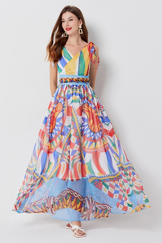 WOMEN FASHION CHIFFON MAXI DRESS - Faylinn & Co