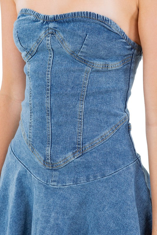 WOMEN FASHION DENIM DRESS - Faylinn & Co