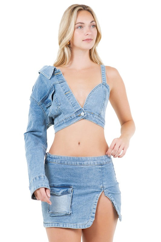FASHION DENIM TWO PIECE SET - Faylinn & Co