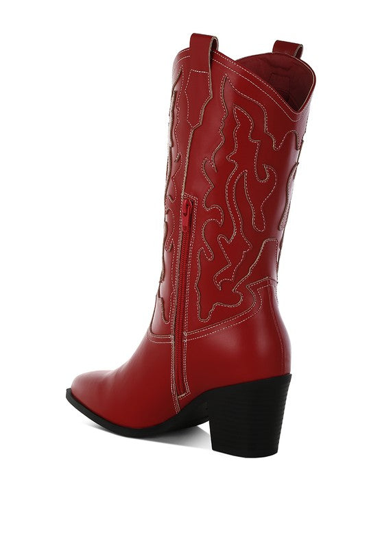 Pakito Patchwork Detail Cowboy Boots - Faylinn & Co