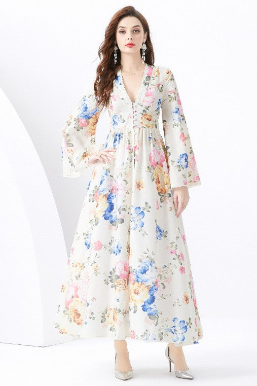 WOMEN FASHION CHIFFON MAXI DRESS - Faylinn & Co