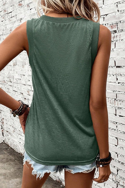 Women Black Ribbed V Neck Tank - Faylinn & Co