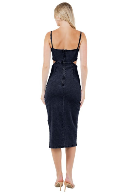WOMEN FASHION DENIM MAXI DRESS - Faylinn & Co