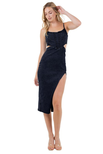 WOMEN FASHION DENIM MAXI DRESS - Faylinn & Co