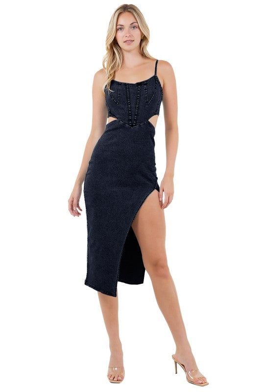 WOMEN FASHION DENIM MAXI DRESS - Faylinn & Co