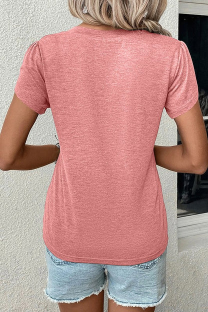 Women Fashion Petal Sleeve V Neck T Shirt - Faylinn & Co