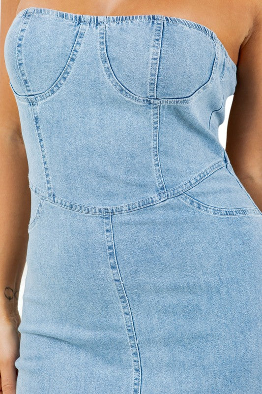 WOMEN FASHION LONG MAXI DENIM DRESS - Faylinn & Co