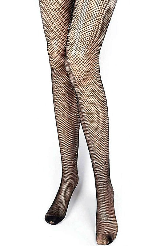 Rhinestone Accent Fishnet Stocking - Faylinn & Co