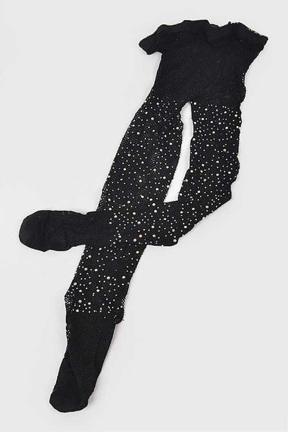 Rhinestone Accent Fishnet Stocking - Faylinn & Co