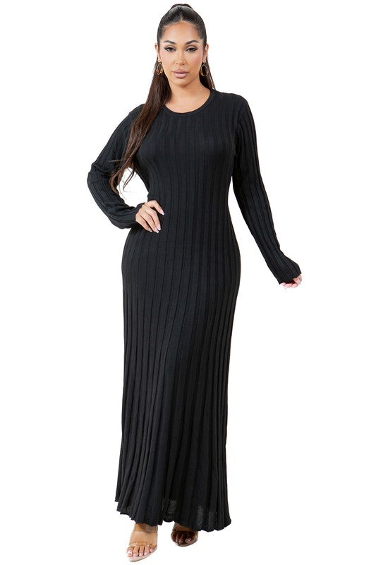 WOMEN FASHION KNITWEAR LONG MAXI DRESS - Faylinn & Co