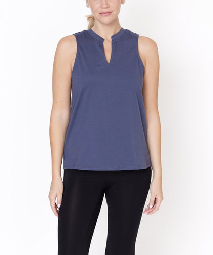 V -Cut Edge Sleeveless Cotton Jersey Top - Faylinn & Co