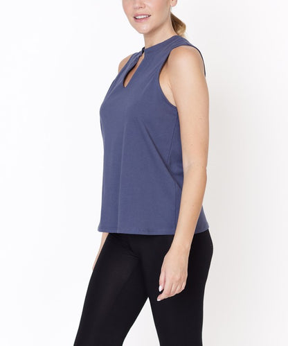 V -Cut Edge Sleeveless Cotton Jersey Top - Faylinn & Co