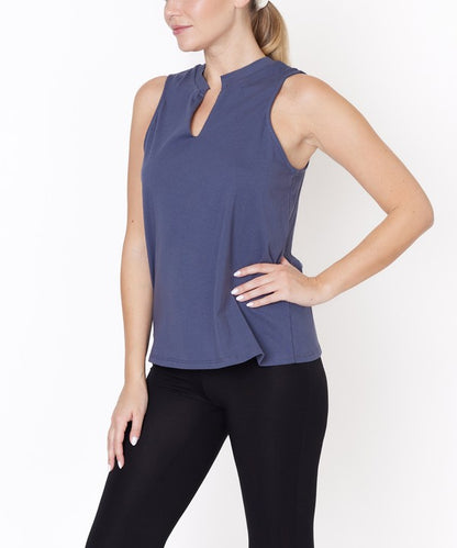 V -Cut Edge Sleeveless Cotton Jersey Top - Faylinn & Co