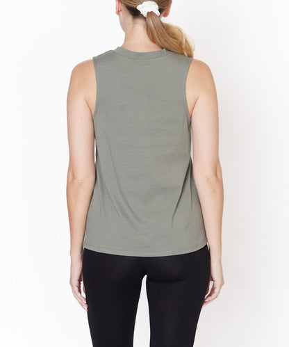 V -Cut Edge Sleeveless Cotton Jersey Top - Faylinn & Co